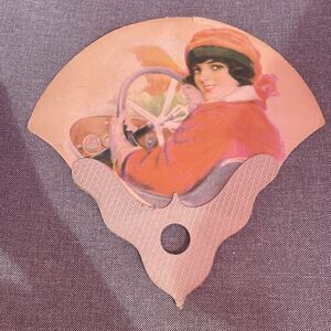 Antique 1930’s Comfy Hold ad fan for Lierly & Son Auto Trucking Tires Taft, Cali